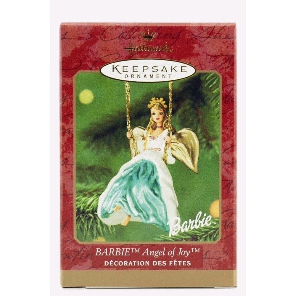 Vintage Barbie Angel of Joy NEW Hallmark 2000 Ornament SWING Teal White Dress